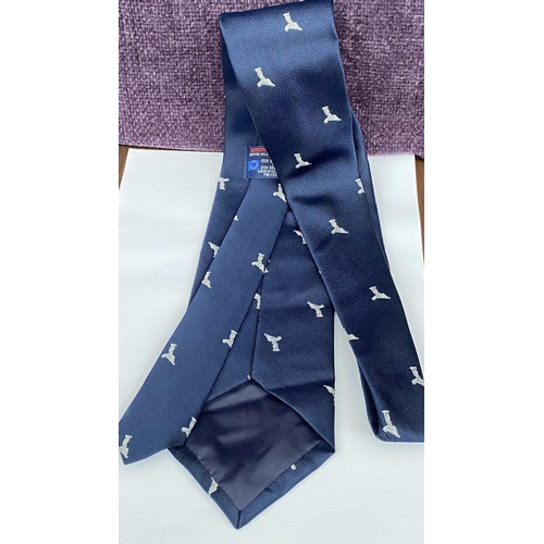 167 - Vintage 1970's Dark Navy Blue Tie with Rolls-Royce Motif