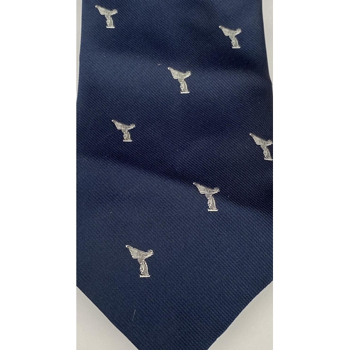 167 - Vintage 1970's Dark Navy Blue Tie with Rolls-Royce Motif