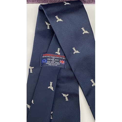 167 - Vintage 1970's Dark Navy Blue Tie with Rolls-Royce Motif