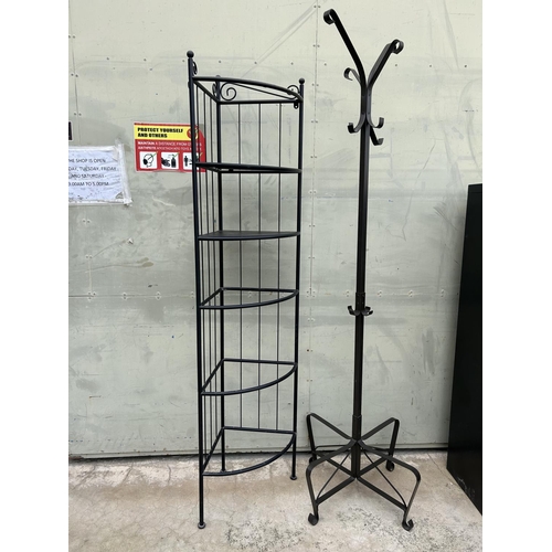 258 - Metal Cloth Hanger Together with Metal Corner Stand (Missing Shelves)