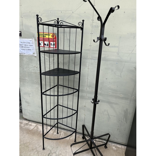 258 - Metal Cloth Hanger Together with Metal Corner Stand (Missing Shelves)