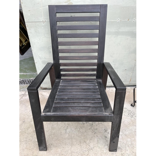 302 - Black Wooden Garden Chair (Slightly Damaged as Picture)