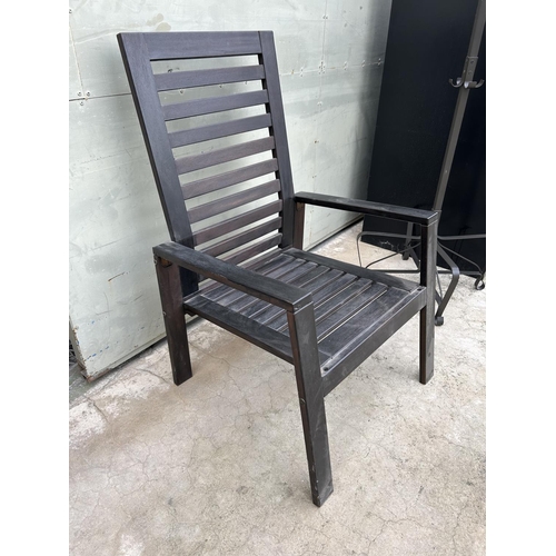 302 - Black Wooden Garden Chair (Slightly Damaged as Picture)