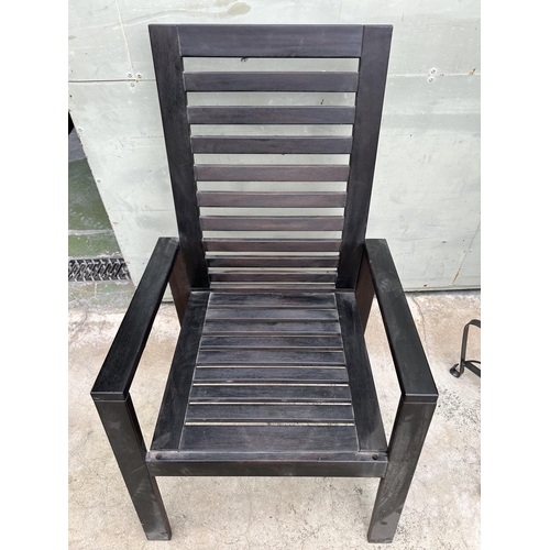 302 - Black Wooden Garden Chair (Slightly Damaged as Picture)