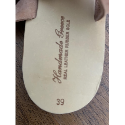 311 - Hand Made in Greece Real Leather Ancient Greek Sandals Size 39 (Unused)