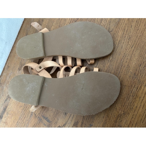 311 - Hand Made in Greece Real Leather Ancient Greek Sandals Size 39 (Unused)