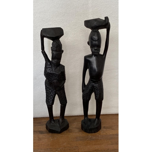 237 - x2 Vintage African Hand Carved Folk Art Tribal Figures