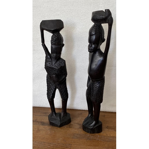 237 - x2 Vintage African Hand Carved Folk Art Tribal Figures