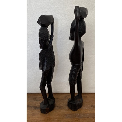 237 - x2 Vintage African Hand Carved Folk Art Tribal Figures