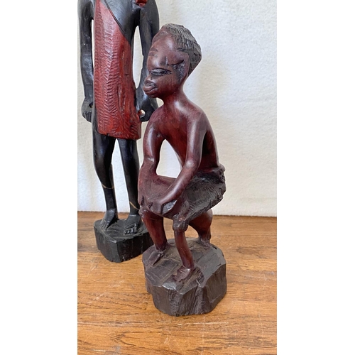 238 - Vintage Hand Carved Wooden African Massai Warriors and Tribal Figures Together with Asian Bali Indon... 