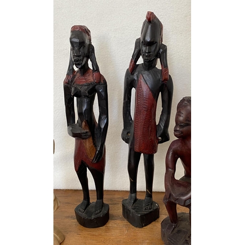 238 - Vintage Hand Carved Wooden African Massai Warriors and Tribal Figures Together with Asian Bali Indon... 