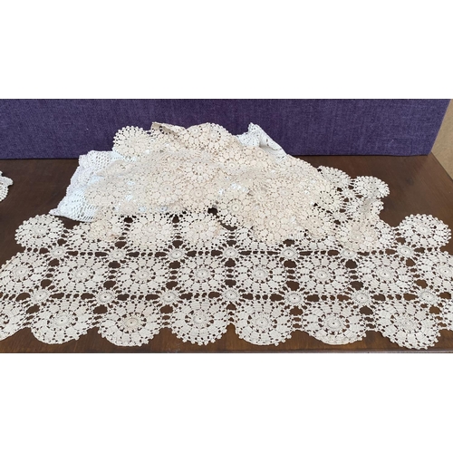 306 - Variety of Vintage Linen Crochet Textiles Doilies Lace Projects and Table Toppers Incl. Traditional ... 