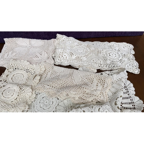 306 - Variety of Vintage Linen Crochet Textiles Doilies Lace Projects and Table Toppers Incl. Traditional ... 