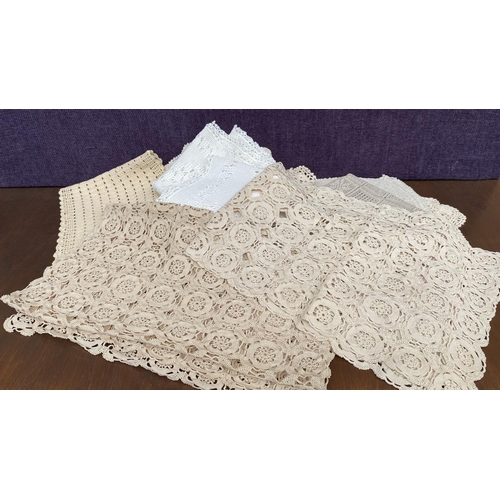 307 - Qty of Crochet Doilies and Table Toppers Handmade in Ecru and White