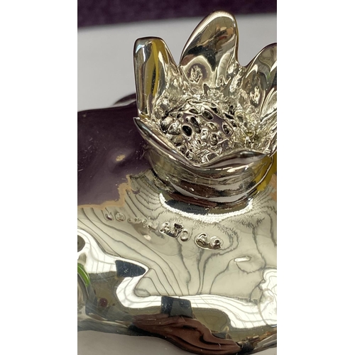 40 - Valenti Italy Large Hand Made Silver Laminated Pomegranate in Original Box (Unused)