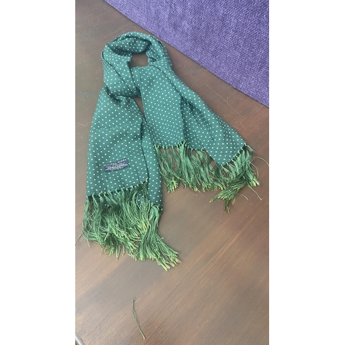 244 - Vintage 1960.'s Tootal Rayon Cravat Green Scarf Made in England