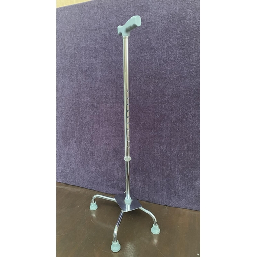 34 - Four Leg Quadripod Height Adjustable Walking Stick with Lightweight Aluminium Pipe