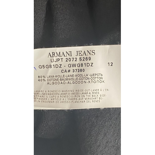 49 - Armani Black Button Front Long Winter Wool Skirt Size UK 16/US 12 (Unused)