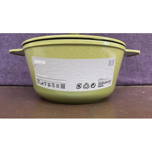 5 - Green Enamel Cast Iron Casserole from 'Ikea's' Senior Line (23cm Diameter)