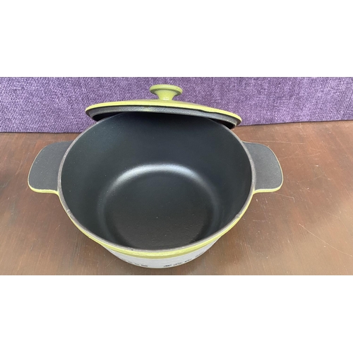 5 - Green Enamel Cast Iron Casserole from 'Ikea's' Senior Line (23cm Diameter)