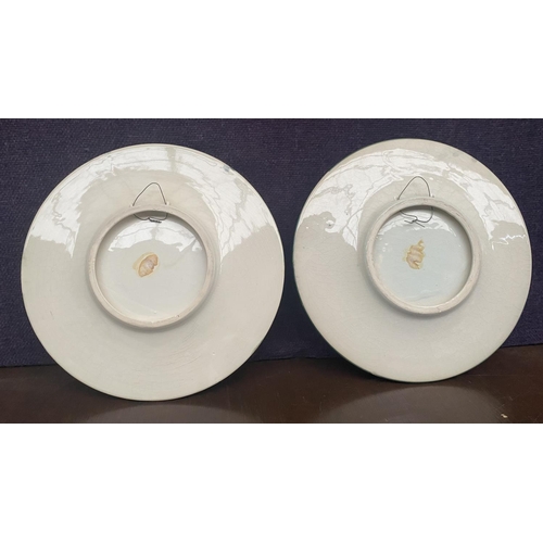 9 - x2 Large Beautiful Hand Painted Wall Art Plates (Diameter 30cm/each)