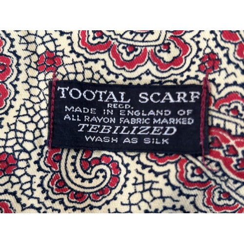 242 - Vintage 1960.'s Tootal Rayon Cravat Yellow Red Scarf Made in England