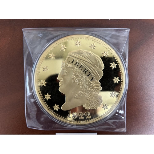 347 - Very Big 100mm USA Gold Plated Coin/Metal of 2015