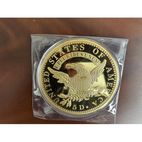 347 - Very Big 100mm USA Gold Plated Coin/Metal of 2015