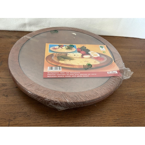 366 - Large Wooden Lazy Susan Rotation Board Together with Other Kitchen Items (Unused)