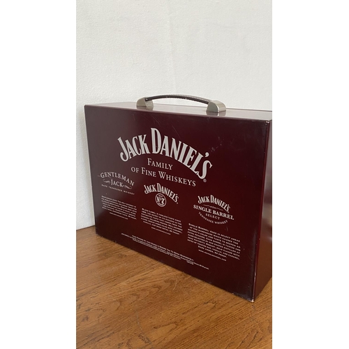 3 - Jack Daniels Family of Fine Whiskeys Wooden Empty Box Case Collectible Together with Flask and Qty o... 