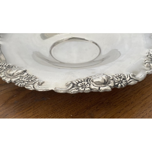 332 - x2 Silver Plated Trays Together with Vintage Silver Plated Sweet Dish