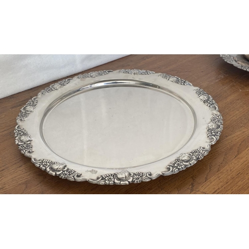 332 - x2 Silver Plated Trays Together with Vintage Silver Plated Sweet Dish