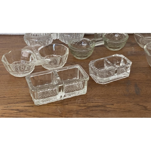 337 - Vintage Salt & Pepper Glass Cellars (x5) Plus x6 Sweet Dishes