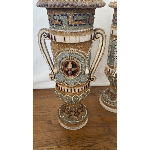 362 - x2 Vintage Terracotta Vases Made in Cyprus (x1 A/F)