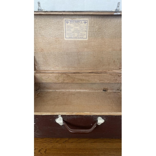 54 - Very Old Hard Shell Brown Travel Suitcase (57 W. x 34 D. x 20cm H.)