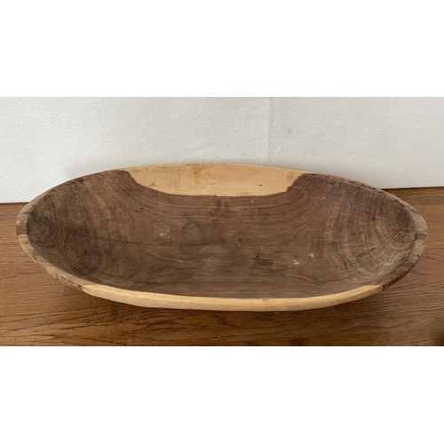 98 - Hand Carved Boat Shaped Wood Fruit Bowl and Other