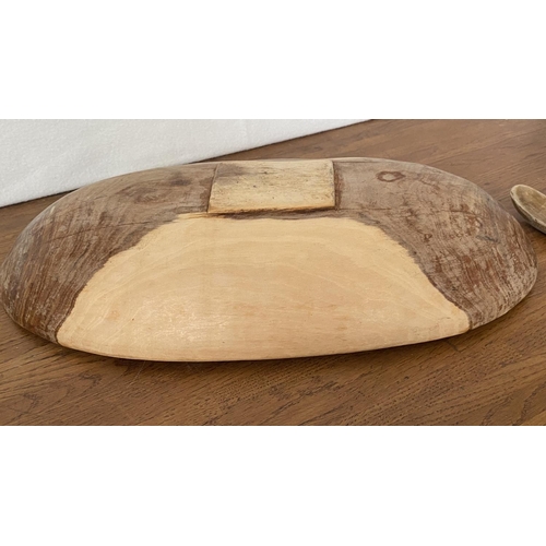 98 - Hand Carved Boat Shaped Wood Fruit Bowl and Other