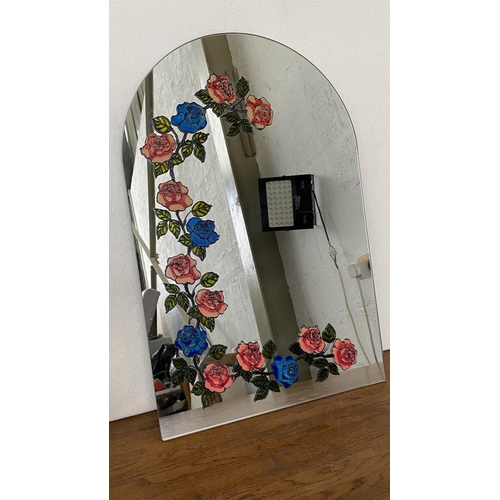 99 - Beautiful Wall Mirror Decorated with Hand Painted flowers