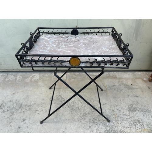 19 - Wrought Iron Foldable Side Table/Serving Tray