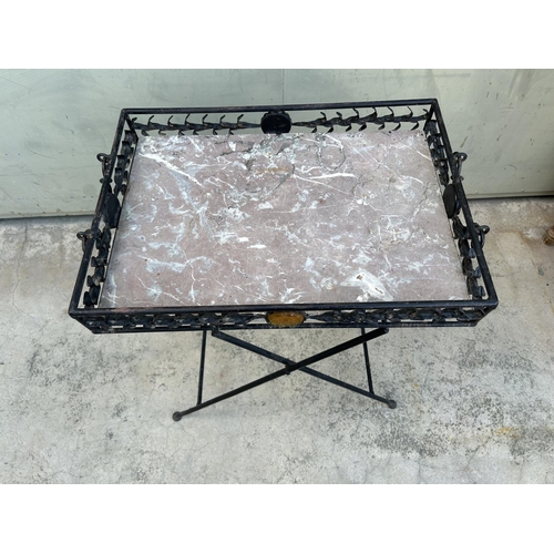 19 - Wrought Iron Foldable Side Table/Serving Tray