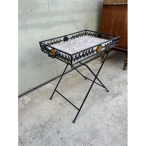 19 - Wrought Iron Foldable Side Table/Serving Tray