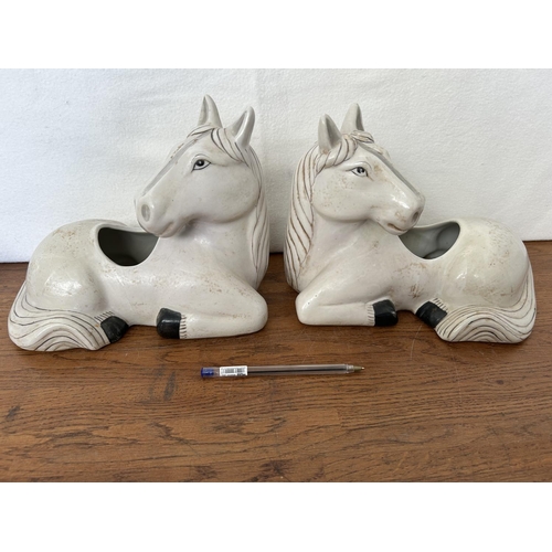 200 - X2 Large Chinese White Ceramic Horse Panters