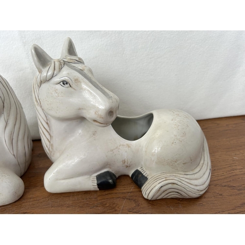 200 - X2 Large Chinese White Ceramic Horse Panters