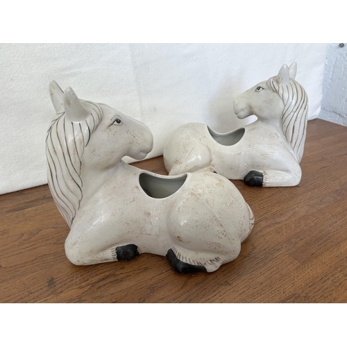 200 - X2 Large Chinese White Ceramic Horse Panters