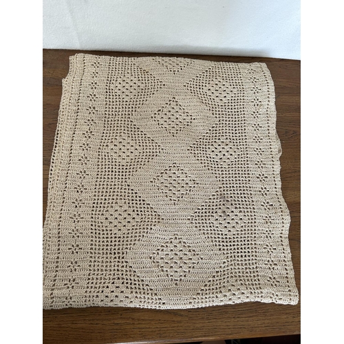 31 - x3 Traditional Crochet Table /Bed Runners (x2 x (240 x 38cm)) and Bed Cover (215 x 145cm)