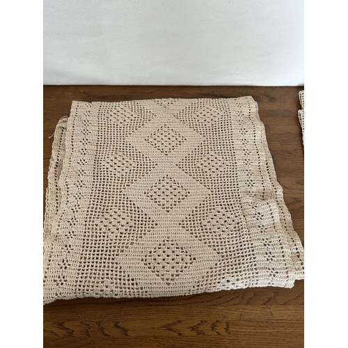 31 - x3 Traditional Crochet Table /Bed Runners (x2 x (240 x 38cm)) and Bed Cover (215 x 145cm)