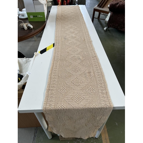 31 - x3 Traditional Crochet Table /Bed Runners (x2 x (240 x 38cm)) and Bed Cover (215 x 145cm)