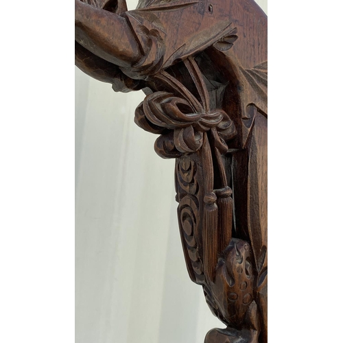 123 - Antique 1920's Hand Carved Hardwood Oriental Floor Lamp (180cm H. - Some Wear Due to Age)