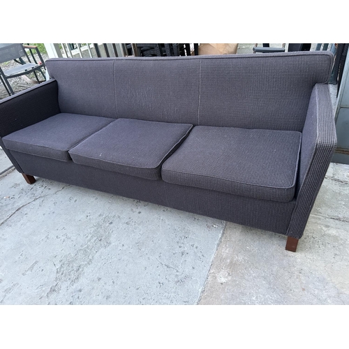 12 - Large Modern American 3-Seat Fabric Sofa with Wooden Legs - Code N/A