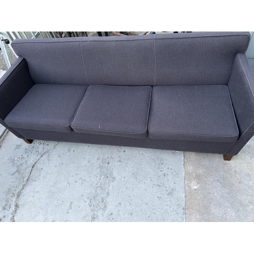 12 - Large Modern American 3-Seat Fabric Sofa with Wooden Legs - Code N/A